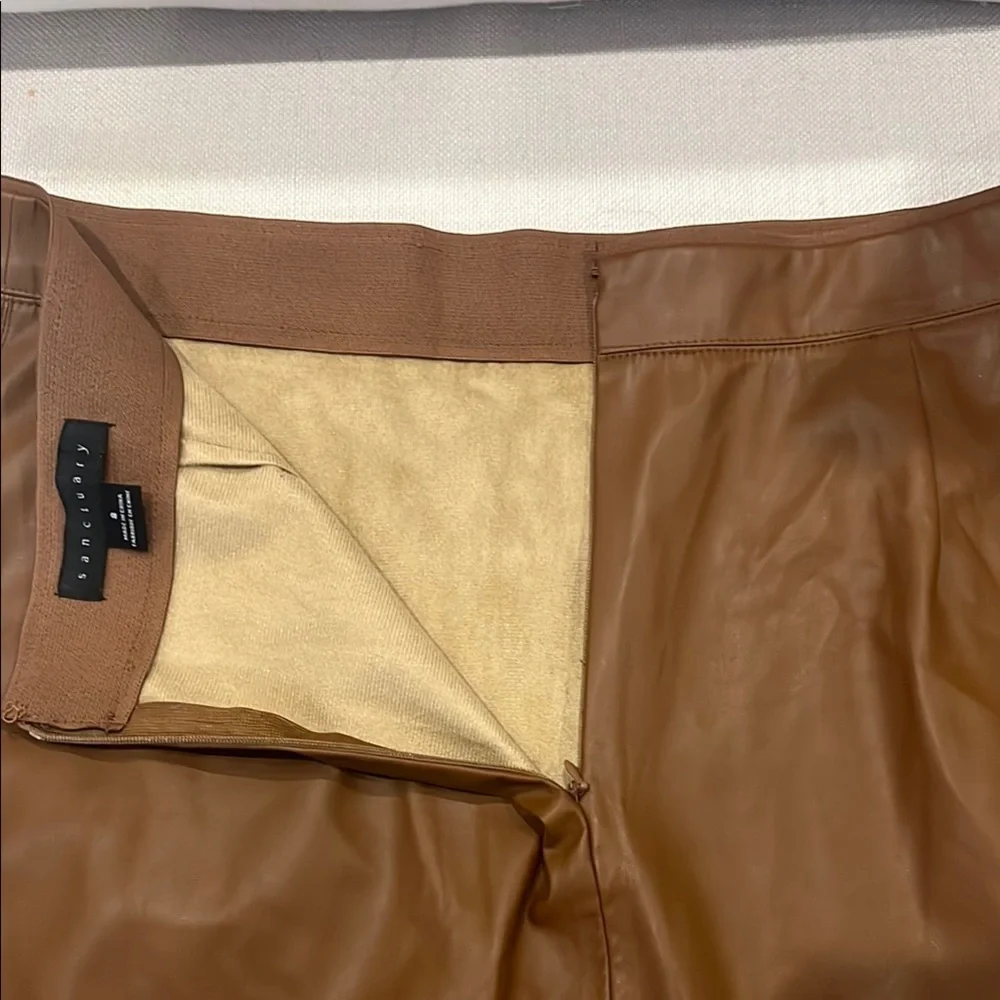 Sanctuary Brown Mini A-Line Faux Leather Skirt size 8